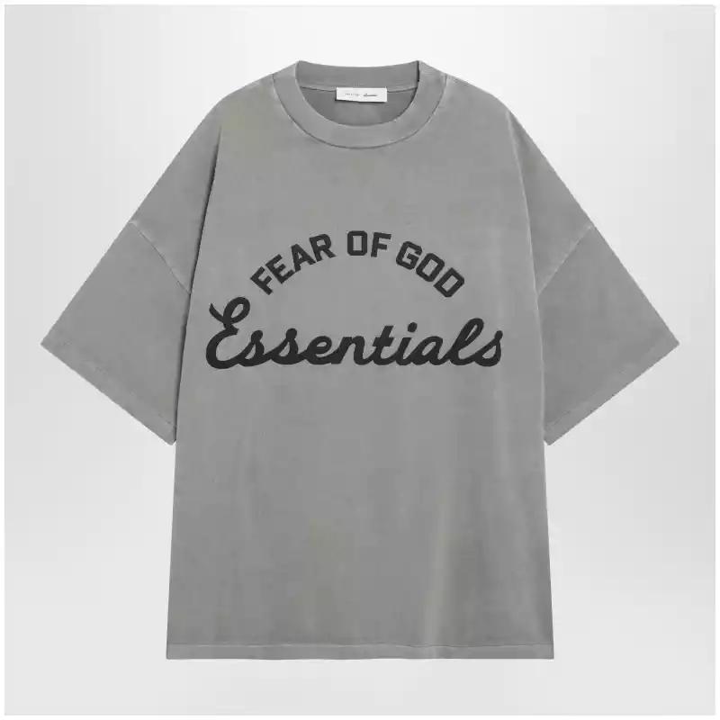 125SP264113F_S_FEARE-FS.x Fear of God Essentials Training 90s faded grey cotton jersey T-shirt