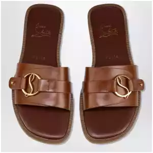 Christian Louboutin Her In Roma Dark Carmine Leather Mules