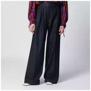 Dries Van Noten Indigo blue wide-leg denim trousers
