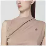 Vivienne Westwood Beige asymmetric T-shirt with Orb logo