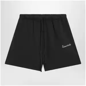 Fear of God Essentials Black cotton fleece shorts with logo