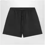Fear of God Essentials Black cotton shorts with logo embroidery