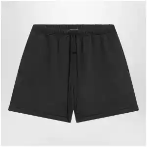 Fear of God Essentials Black cotton shorts with logo embroidery
