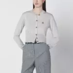 Vivienne Westwood Light grey cropped wool and silk cardigan