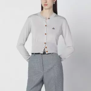 Vivienne Westwood Light grey cropped wool and silk cardigan
