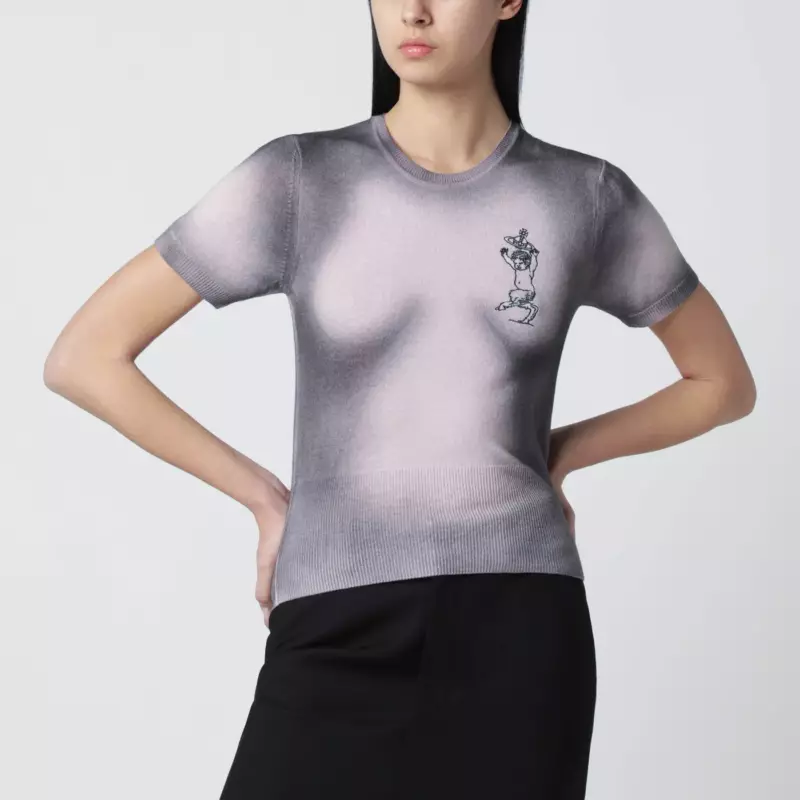 Vivienne Westwood Pink/black dégradé-effect knit top