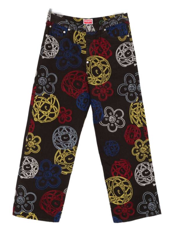 Kenzo Futura Embroidered cotton trousers