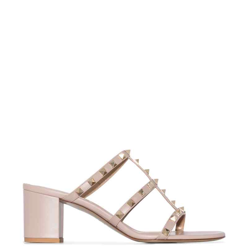 Valentino Garavani Rockstud Calfskin Leather Slide Sandal 60 Mm