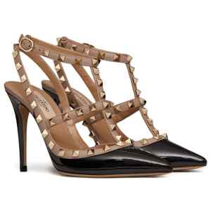 Valentino Garavani Rockstud Patent Pumps With 100mm Straps