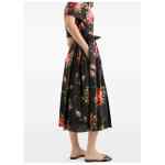 Dolce & Gabbana- floral-print belted midi dress in black cotton