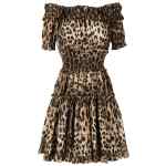 Dolce & Gabbana-leopard-print short dress in brown cotton poplin