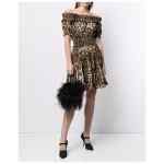 Dolce & Gabbana-leopard-print short dress in brown cotton poplin