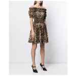 Dolce & Gabbana-leopard-print short dress in brown cotton poplin