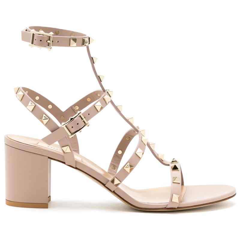 Valentino Garavani Rockstud Calfskin Ankle Strap Sandal