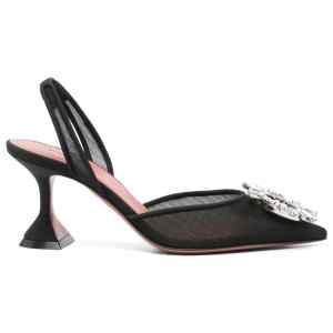 Amina Muaddi Begum Mesh Sling 70 Black Mesh