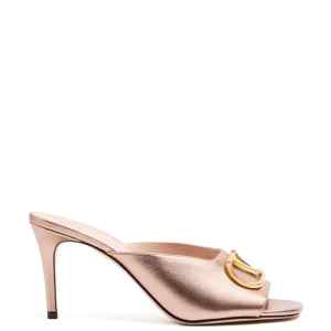 Valentino Garavani VLogo Signature metallic leather mules
