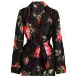 Dolce & Gabbana-black silk floral-print belted shirt