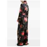 Dolce & Gabbana-black silk floral-print belted shirt