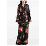 Dolce & Gabbana-black silk floral-print belted shirt