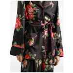 Dolce & Gabbana-black silk floral-print belted shirt