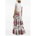 Dolce & Gabbana-Pleated tiered floral-print cotton-poplin midi skirt