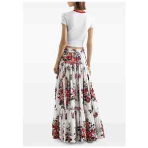 Dolce & Gabbana-Pleated tiered floral-print cotton-poplin midi skirt