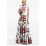 Dolce & Gabbana-Pleated tiered floral-print cotton-poplin midi skirt