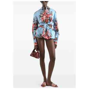 Dolce & Gabbana-Floral cropped cotton shirt