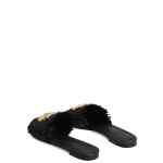 Dolce & Gabbana Woven Raffia Slippers with Fringe