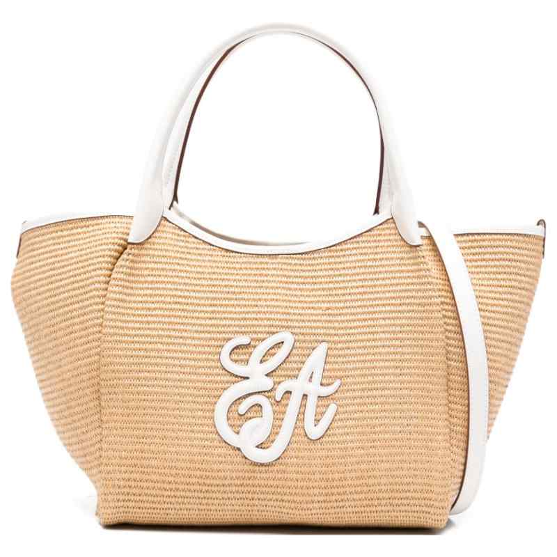 Emporio Armani Woven Straw Medium Shopper Bag