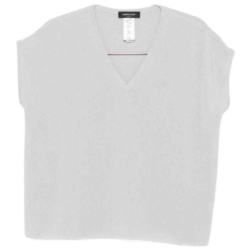 Fabiana Filippi V-neck short sleeves knitted construction Cotton v-necked top