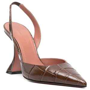 Amina Muaddi Holli croc-effect leather slingback pumps
