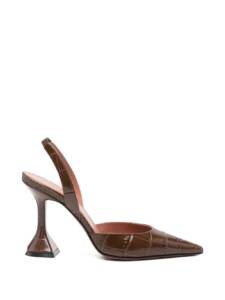 Amina Muaddi Holli croc-effect leather slingback pumps