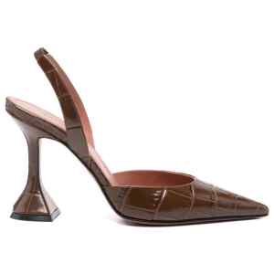 Amina Muaddi Holli croc-effect leather slingback pumps