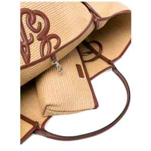Emporio Armani Large Woven Straw Shopper With Ea Logo