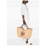 Emporio Armani Large Woven Straw Shopper With Ea Logo