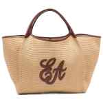 Emporio Armani Large Woven Straw Shopper With Ea Logo