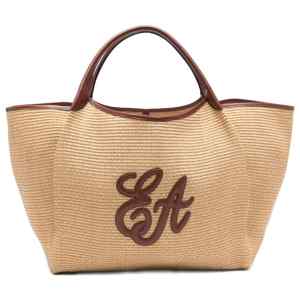 Emporio Armani Large Woven Straw Shopper With Ea Logo