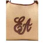 Emporio Armani Large Woven Straw Shopper With Ea Logo