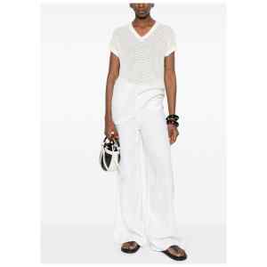 Fabiana Filippi V-neck short sleeves sequin embellishments Openwork top