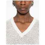 Fabiana Filippi V-neck short sleeves sequin embellishments Openwork top