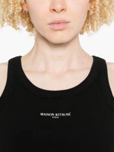 Maison Kitsuné Maison KitsunÃ© Logo cotton tank top