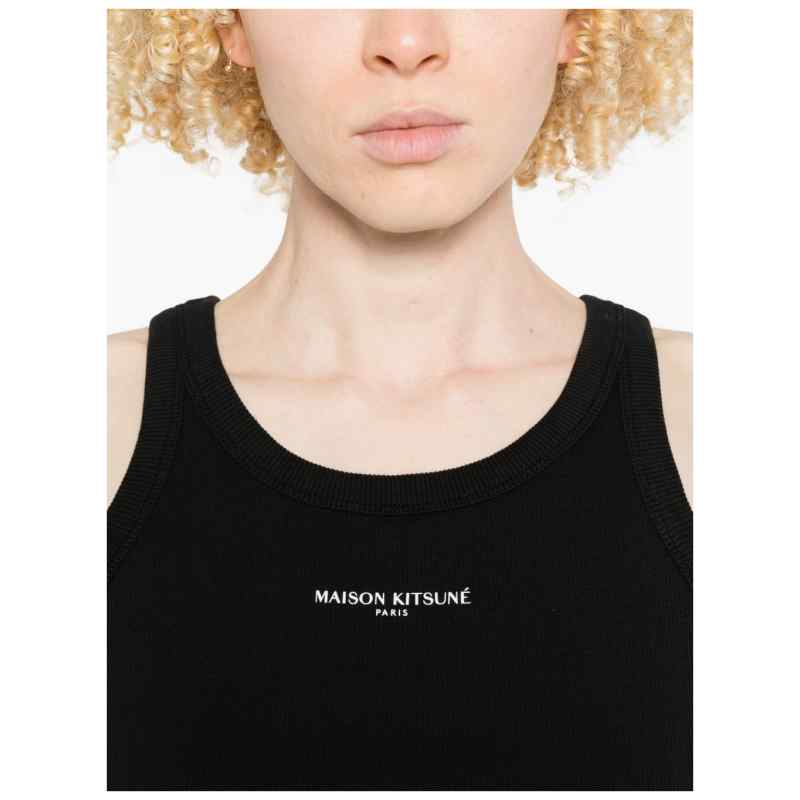 Maison Kitsuné Maison KitsunÃ© Logo cotton tank top