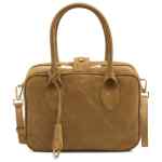 Golden Goose Vita Bag In Camel-colored Suede With Gold Details