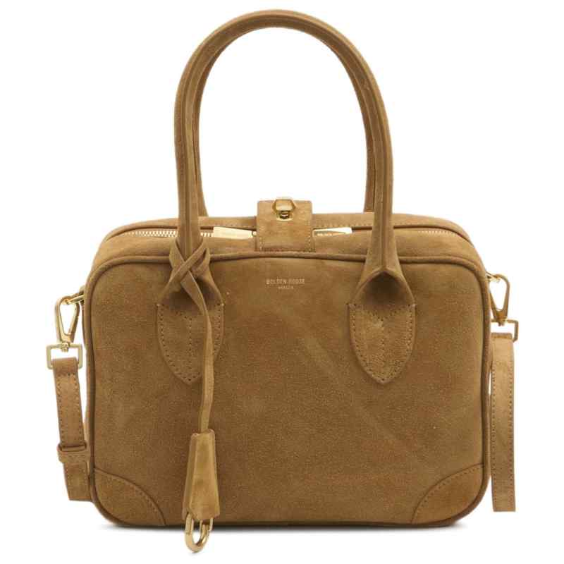 Golden Goose Vita Bag In Camel-colored Suede With Gold Details