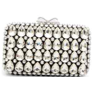 Self-portrait Black Satin Crystal Clutch Bag