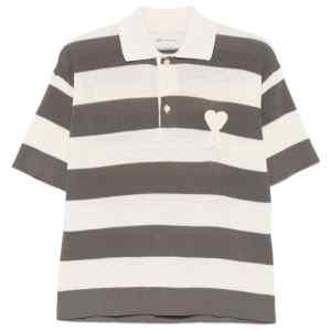 Ami Paris Ami De Coeur striped polo shirt