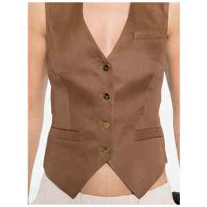 Elisabetta Franchi V-neck button fastening pockets Linen blend vest