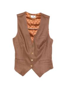 Elisabetta Franchi V-neck button fastening pockets Linen blend vest