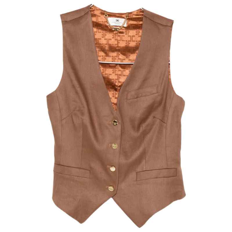 Elisabetta Franchi V-neck button fastening pockets Linen blend vest